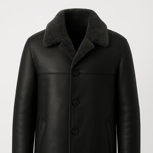Alexander Julian Men's 100% Shearling Coat In Classic Black  Size L